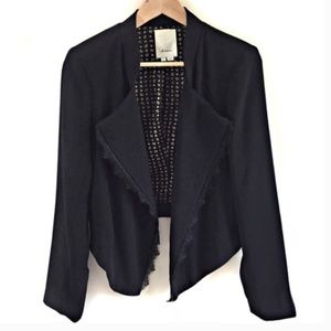 ANTHROPOLOGIE Lace Trim Black Blazer Jacket M